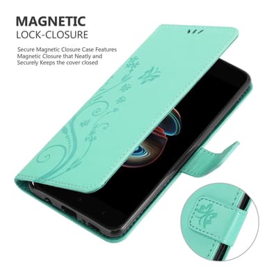 Xiaomi Mi A1 / Mi 5X lommebokdeksel Blomster (turkis)