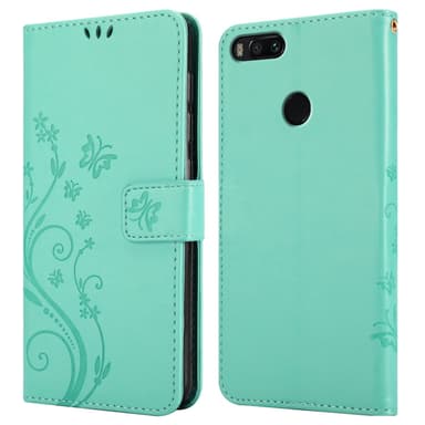 Xiaomi Mi A1 / Mi 5X lommebokdeksel Blomster (turkis)