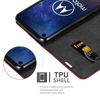 Motorola ONE VISION lommebokdeksel case (rød)