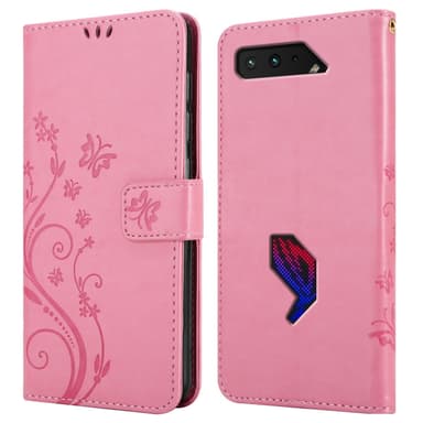 Asus ROG Phone 5 lommebokdeksel Blomster (rosa)