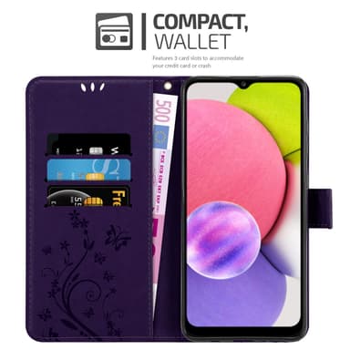 Samsung Galaxy A03s lommebokdeksel Blomster (lilla)