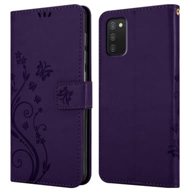 Samsung Galaxy A03s lommebokdeksel Blomster (lilla)