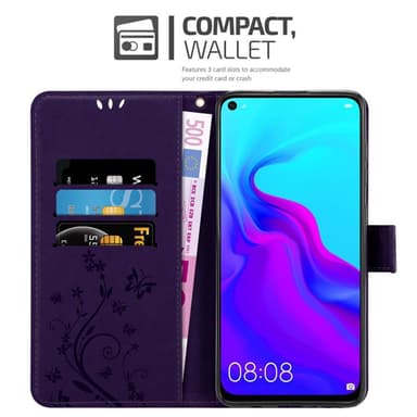 Huawei NOVA 4 lommebokdeksel Blomster (lilla)
