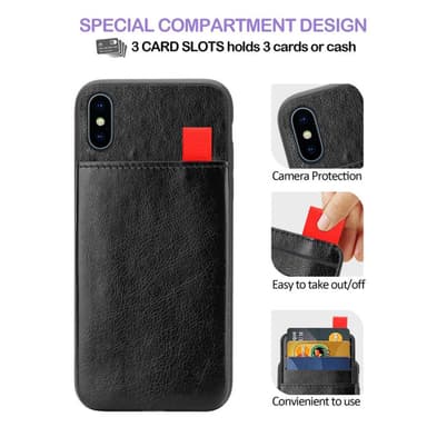 iPhone XS MAX Deksel Kunstskinn (svart)