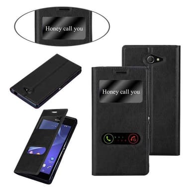 Sony Xperia M2 / M2 AQUA lommebokdeksel cover (svart)
