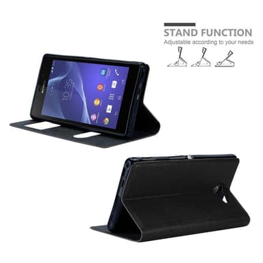 Sony Xperia M2 / M2 AQUA lommebokdeksel cover (svart)