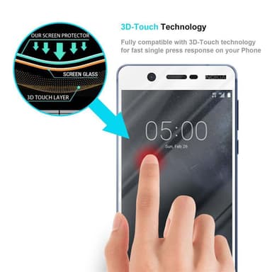 Nokia 5.1 Skjermbeskytter Skärmskydd (hvit)