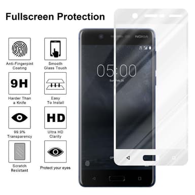 Nokia 5.1 Skjermbeskytter Skärmskydd (hvit)