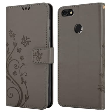 Huawei Y6 PRO 2017 lommebokdeksel Blomster (grå)