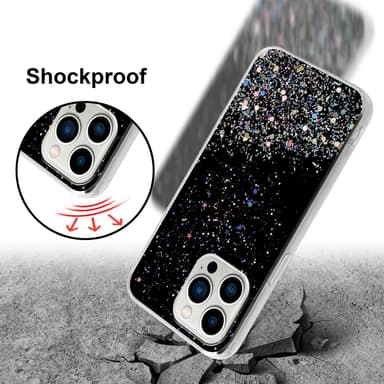 iPhone 13 PRO MAX Silikondeksel Glitter (svart)