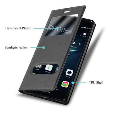 Huawei P9 lommebokdeksel cover (svart)