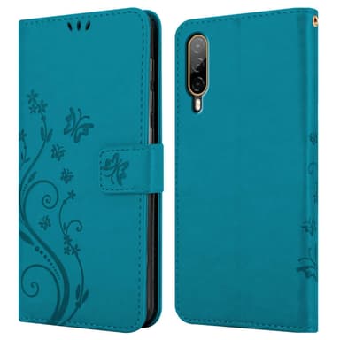 HTC Desire 22 PRO lommebokdeksel Blomster (Blå)