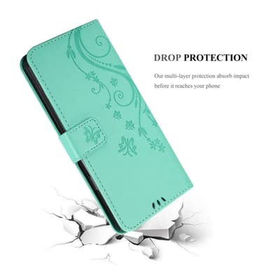Sony Xperia L4 lommebokdeksel Blomster (Turkis)