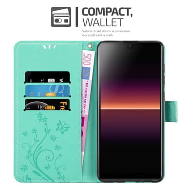 Sony Xperia L4 lommebokdeksel Blomster (Turkis)