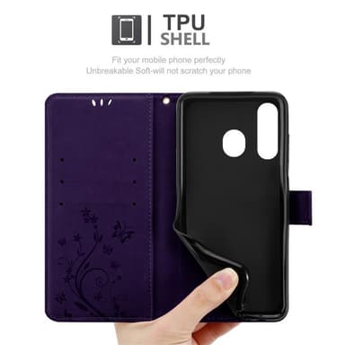 Samsung Galaxy A8s lommebokdeksel Blomster (lilla)