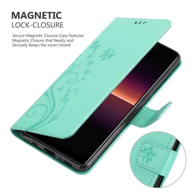 Sony Xperia L4 lommebokdeksel Blomster (Turkis)