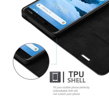 Nokia 6.1 lommebokdeksel case (svart)