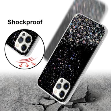 iPhone 12 PRO MAX Silikondeksel Glitter (svart)