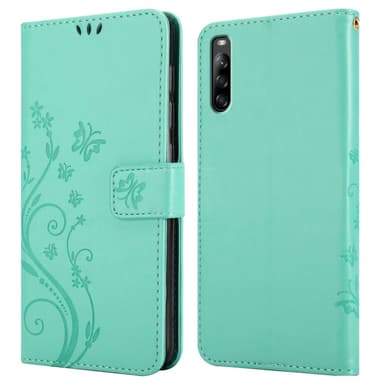 Sony Xperia L4 lommebokdeksel Blomster (Turkis)