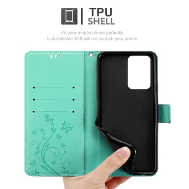 Xiaomi 11T / 11T PRO lommebokdeksel Blomster (turkis)