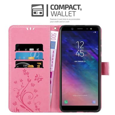 Samsung Galaxy A6 2018 lommebokdeksel Blomster (rosa)