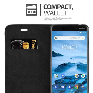 Nokia 6.1 lommebokdeksel case (svart)
