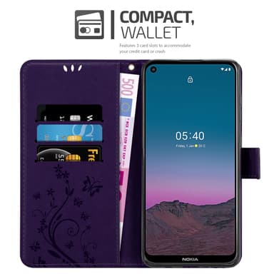 Nokia 5.4 lommebokdeksel Blomster (lilla)