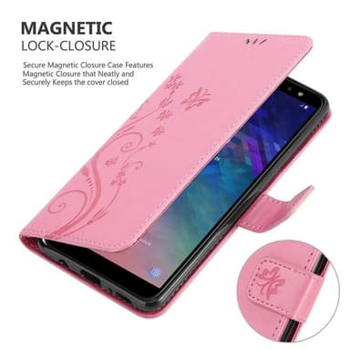 Samsung Galaxy A6 2018 lommebokdeksel Blomster (rosa)