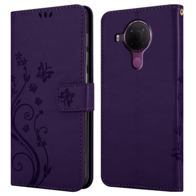 Nokia 5.4 lommebokdeksel Blomster (lilla)