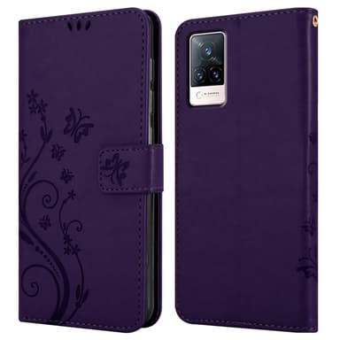 Vivo V21 4G / 5G lommebokdeksel Blomster (lilla)