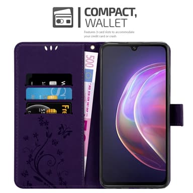 Vivo V21 4G / 5G lommebokdeksel Blomster (lilla)