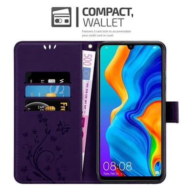 Huawei P30 LITE lommebokdeksel Blomster (lilla)