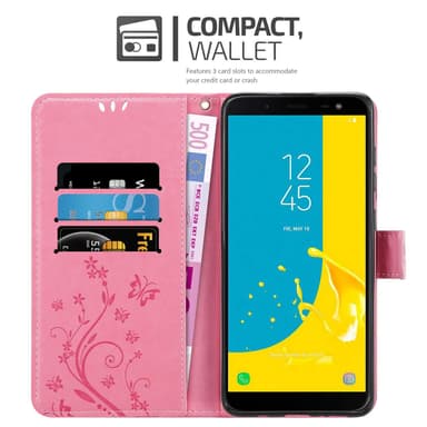 Samsung Galaxy J6 2018 lommebokdeksel Blomster (rosa)