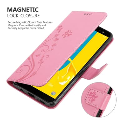 Samsung Galaxy J6 2018 lommebokdeksel Blomster (rosa)