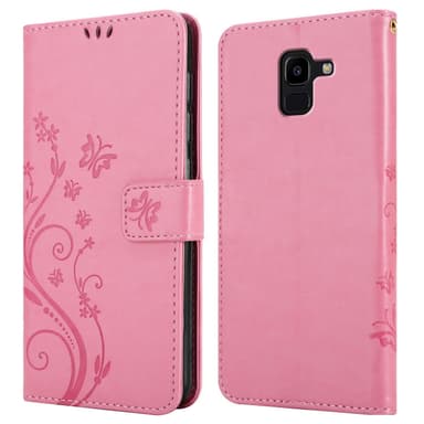 Samsung Galaxy J6 2018 lommebokdeksel Blomster (rosa)
