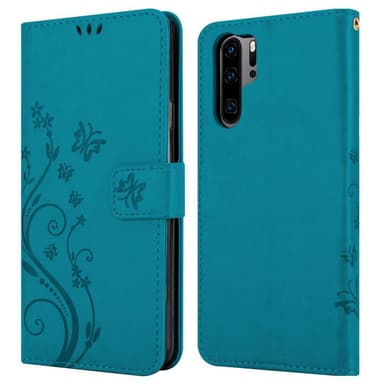 Huawei P30 PRO lommebokdeksel Blomster (blå)