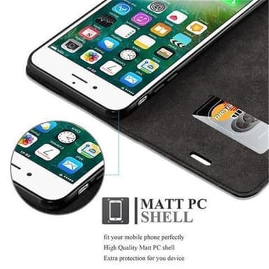 iPhone 7 / 7S / 8 / SE 2020 lommebokdeksel case (svart)