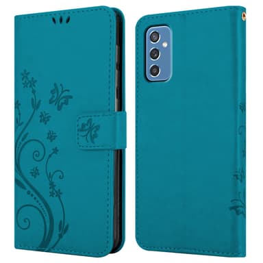 Samsung Galaxy M52 5G lommebokdeksel Blomster (blå)