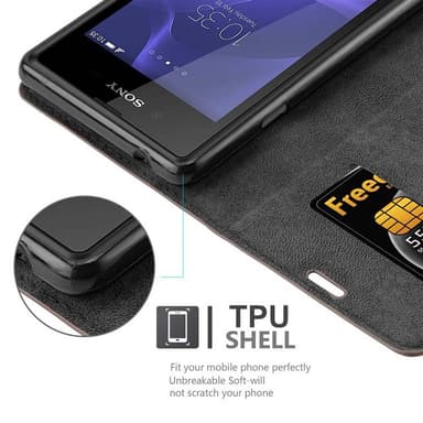Sony Xperia E3 lommebokdeksel case (brun)