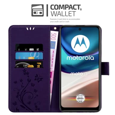 Motorola MOTO G42 lommebokdeksel Blomster (Lilla)