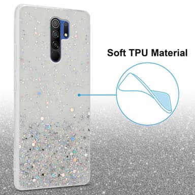 Xiaomi RedMi 9 Silikondeksel Glitter (Gjennomsiktig)
