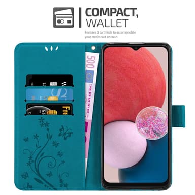 Samsung Galaxy A13 4G lommebokdeksel Blomster (Blå)