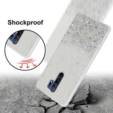 Xiaomi RedMi 9 Silikondeksel Glitter (Gjennomsiktig)