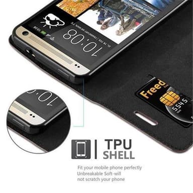 HTC ONE M7 lommebokdeksel case (brun)