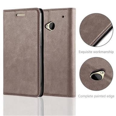 HTC ONE M7 lommebokdeksel case (brun)