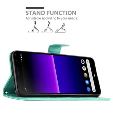 Sony Xperia 8 lommebokdeksel Blomster (turkis)