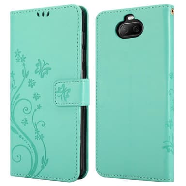 Sony Xperia 8 lommebokdeksel Blomster (turkis)