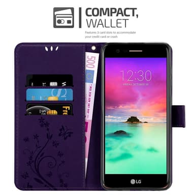 LG K10 2017 lommebokdeksel Blomster (lilla)