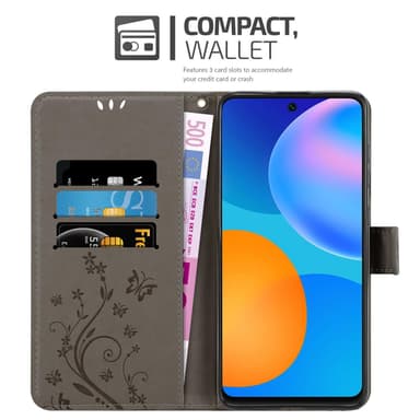 Huawei P SMART 2021 lommebokdeksel Blomster (grå)