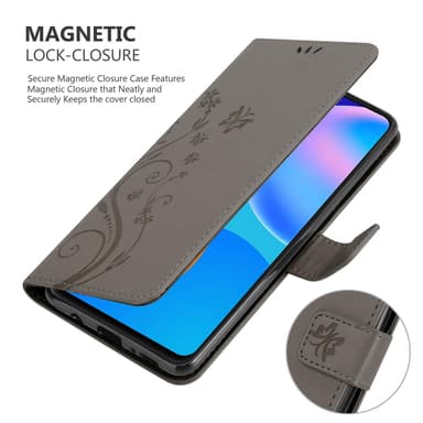 Huawei P SMART 2021 lommebokdeksel Blomster (grå)